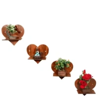 Heart Shape Wooden Wall Pot Stand Set Of 4