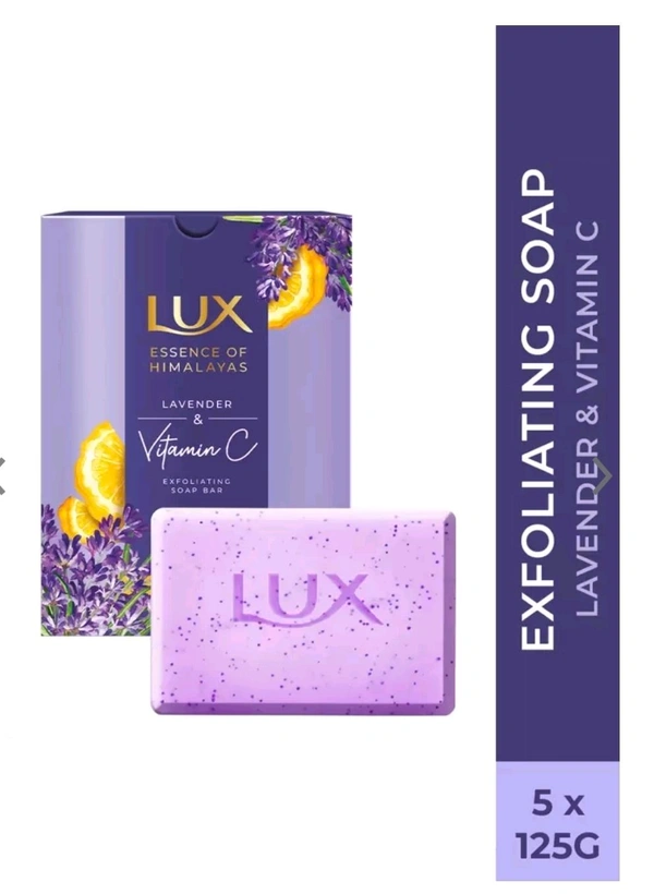 LUX Essence of Himalayas Set of 5 Lavender & Vitamin C Exfoliating Soap Bar -125g each