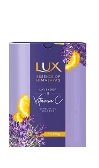 LUX Essence of Himalayas Set of 5 Lavender & Vitamin C Exfoliating Soap Bar -125g each