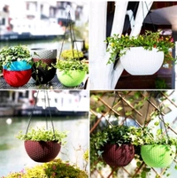 Shopglobal Premium Look Woven Design Hangging Basket Pots For Flower And Plants Container ( Pack Of 2 )