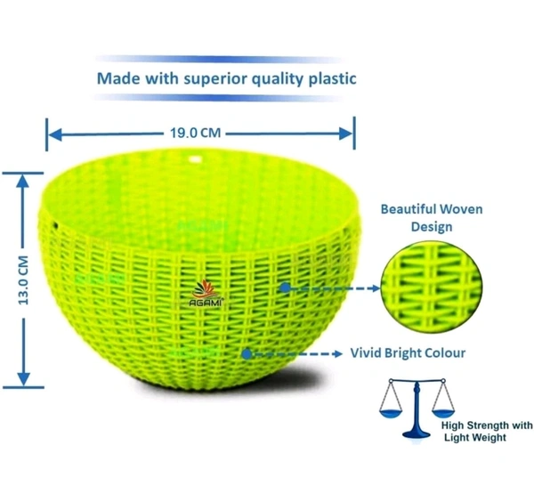 Shopglobal Premium Look Woven Design Hangging Basket Pots For Flower And Plants Container ( Pack Of 2 )