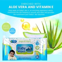 GLIDER Baby Wipes Moisture Lock Flip-Top Aloe Vera & Vitamin E|pH balanced ( Pack of 2 (144 Wipes)
