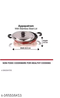 Salasara 12 Capacity Nonstick Appam Patra With Lid 0.5 L Capacity 22 cm Diameter