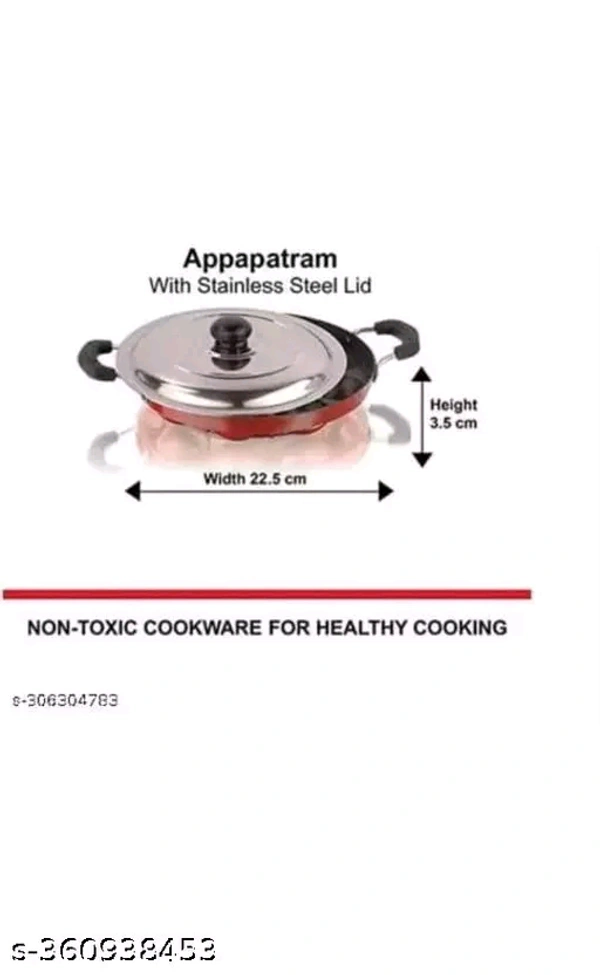 Salasara 12 Capacity Nonstick Appam Patra With Lid 0.5 L Capacity 22 cm Diameter