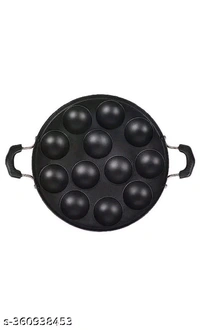 Salasara 12 Capacity Nonstick Appam Patra With Lid 0.5 L Capacity 22 cm Diameter