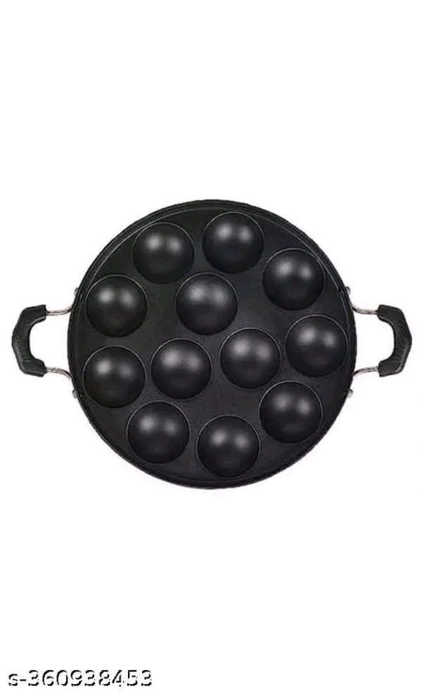 Salasara 12 Capacity Nonstick Appam Patra With Lid 0.5 L Capacity 22 cm Diameter