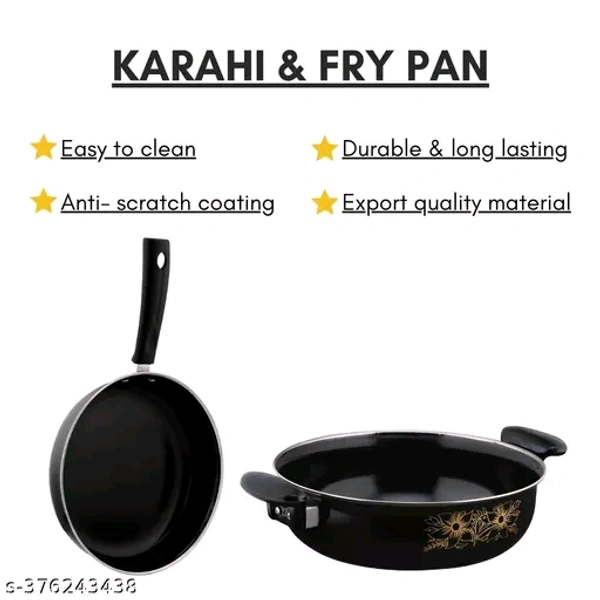 Classy Nonstick Cookware Kadai & Fry Pan For Kitchen, 26 cm Diameter 3.5 L, 26 cm, Capacity 1.5 L, cast Iron, 2.9mm Thickness