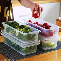 Fridge Storage Boxes Set of 6 Fridge Organizer with Removable Drain Plate and Lid Stackable Fridge Storage Containers Plastic Freezer Storage Containers for Fish, Meat, Vegetables, Fruits(1500ML)