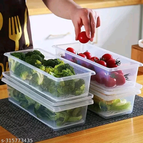 Fridge Storage Boxes Set of 6 Fridge Organizer with Removable Drain Plate and Lid Stackable Fridge Storage Containers Plastic Freezer Storage Containers for Fish, Meat, Vegetables, Fruits(1500ML)