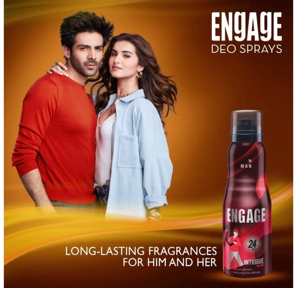 Engage Deo Combo Set | 2 Intrigue & 1 Spirit Deodorant Set For Men(165ml×3=495ml)( Pack Of 3)