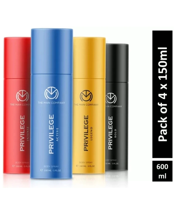 THE MAN COMPANY Privilege Intense, Legend, Bold & Active Deodorant For Men ( 600ml, Pack Of 4 )