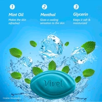 Vivel Cool Mint, Soft Fresh Skin Soap, 600g (150g - Pack of 4), Soap for Women & Men for Soft, Glowing & Moisurised Skin, All Skin Types