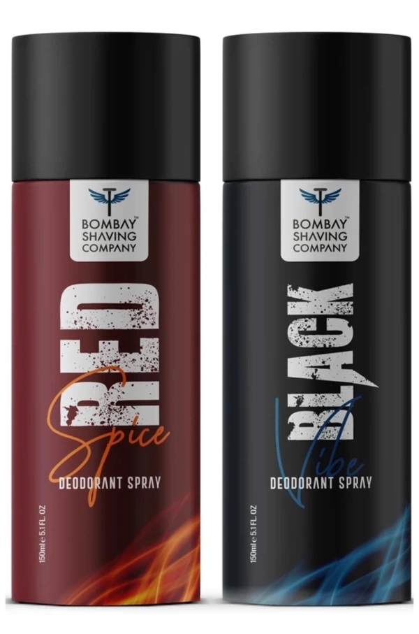 BOMBAY SHAVING COMPANY Red Spice & Black Vibe 150ml × 2 Combo Deodorant Spray ( 300ml, Pack Of 2 )