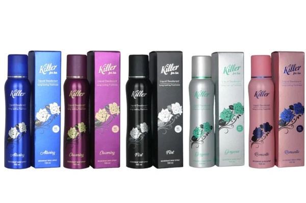 KILLER No Gas Premium Deodorant Spray For Women ( 750ml, Pack Of 5 )