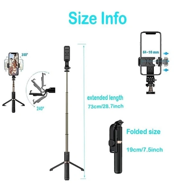 Selfie Stick Tripod, Extendable Selfie Stick with Detachable Wireless Remote and Tripod Stand Selfie Stick Bluetooth Selfie Stick (Black, Remote Included)Name: Pepino Hold up Selfie