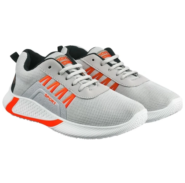 Trendy Sneakers For Men ( Gray - Orange ) - 7