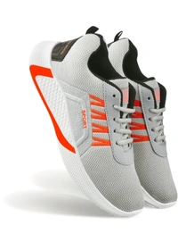 Trendy Sneakers For Men ( Gray - Orange ) - 7