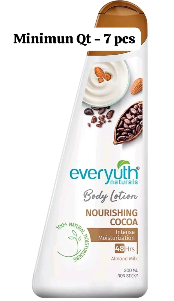 Everyuth Naturals Body Lotion Nourishing Cocoa| 48 hr Moisturization|Long-lasting|Quick Absorbing|for Men & Women|Pure Cocoa|100% Natural Almond Milk - 200ml