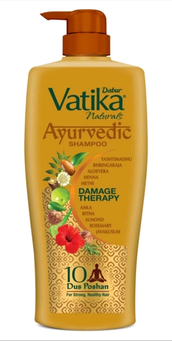 DABUR VATIKA Ayurvedic Sampoo, Damage Therapy With 10 Natural Herbs ( 650 ml )