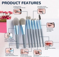 8 PCS Mini Makeup Brush Set with Case, Portable Foundation Brush Kit Travel, Premium Synthetic Bristles Cosmetic Brush Set for Powder Blending Blush Eyeshadow Lipstick (Mix Color 8 Pcs Set)