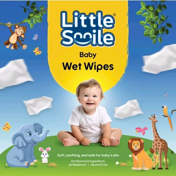 Little Smile Baby Wipes - Soft, Safe & Gentle Care Pack of 2| 72 Wipes (2 Wipes)