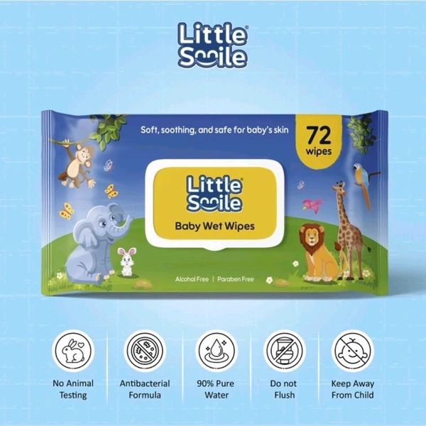 Little Smile Baby Wipes - Soft, Safe & Gentle Care Pack of 2| 72 Wipes (2 Wipes)