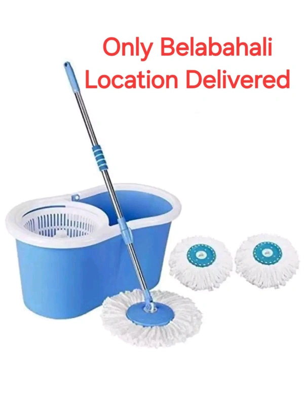 Shopglobal Run Wet 360° Spin Floor Cleaning Tech Bucket Set ( 1 Bucket,1Mop Rod Stick, 2 Refills )