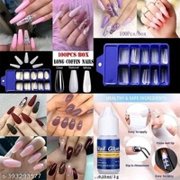 Viomy Complete Professional Nail Art Kit With 24 Pcs Glass Bottles Glitter, 100 Nails, 3 Nail Tapes, 05 Nail Art Brush, 03 Nail Dotting Pen With 2 Nail Glue (Nail Art Kit)