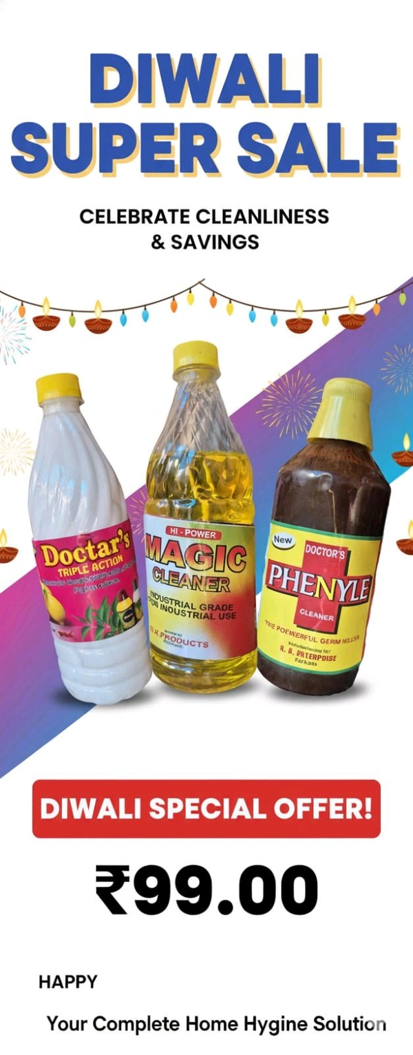 Doctor's Triple Action White Phenyle 1 L , Magic Cleaner 1 L, Doctor's Black Phenyle 450ml Cleaning Combo Set