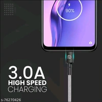 Portronics Konnect B Micro USB Cables For Fast Charging & Data Sync 3.0 Amp with PVC Heads I Nylon Braided I 1 mtr(Grey