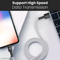 Portronics Konnect B Micro USB Cables For Fast Charging & Data Sync 3.0 Amp with PVC Heads I Nylon Braided I 1 mtr(Grey