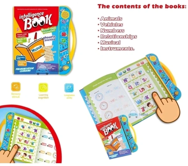KidsBug Intelligence Book, Interactive Children Book, Musical English Educational Phonetic Learning Book for 3 + Year Kids, Educational Toys