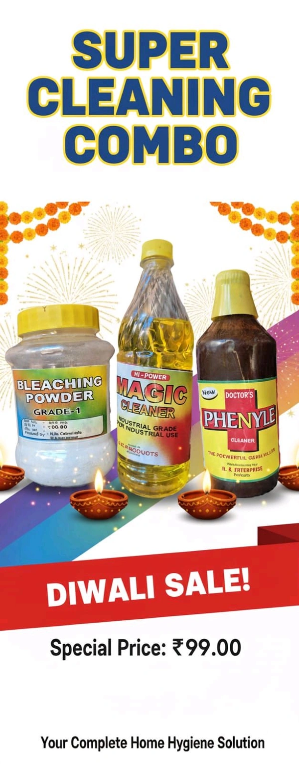 Bleaching Powder 500gm, Magic Cleaner 1 L, Doctor's Phenyle 450ml Cleaning Combo Set
