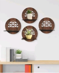 wall hanging Wall Shelf (Number of Shelves - 4) (9.5 inch, Brown)
