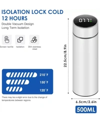 Smart LED Temperature Water Bottle (500ml) - White