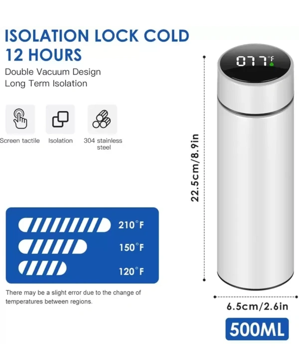 Smart LED Temperature Water Bottle (500ml) - White