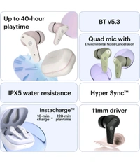 Noise
Buds VS102 Neo with 40 Hrs Playtime, Environmental Noise Cancellation, Quad Mic Bluetooth Headset (Deep wine, True Wireless)