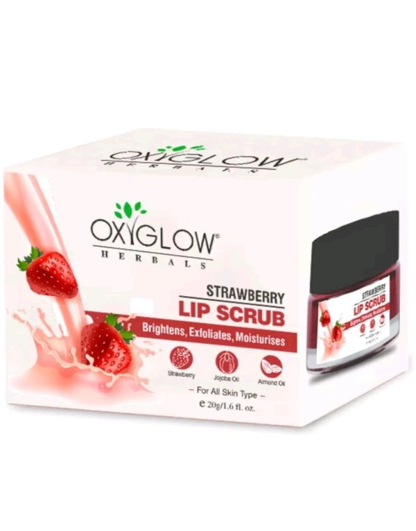 OXYGLOW HERBALS Lip Balm Scrub For Lightning & Brightening Dark Lip Scrub Strawberry ( 20g )