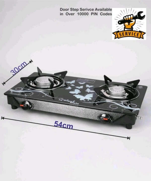 Sigri-Wala Surya Toughened Door Step Stain less Steel Glass Manual Gas Stove ( 2 Borner )