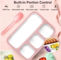 4 Compartment Lunch Box With Spoon For Adult's & Kids (Pack Of 1, 1000ml)