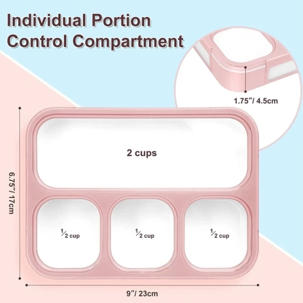 4 Compartment Lunch Box With Spoon For Adult's & Kids (Pack Of 1, 1000ml)