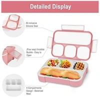 4 Compartment Lunch Box With Spoon For Adult's & Kids (Pack Of 1, 1000ml)