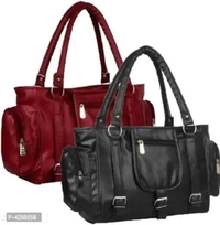 Stylish  PU Artificial Leather Solid Handbags For Women (2 Pieces)