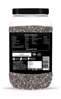 Nutrovally Raw Chia Seeds For Weight Loss With Omega 3, Calciam & Zinc, Fiber Chia Seeds ( 950g )