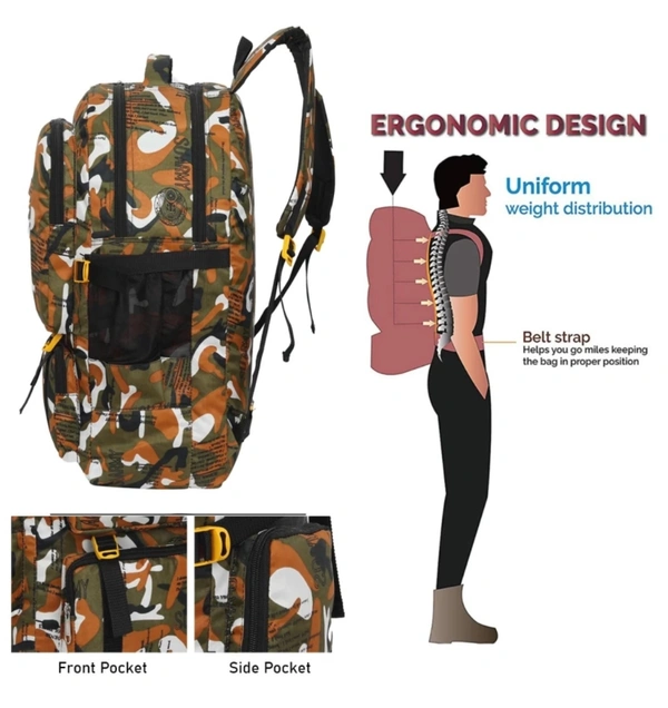Stylish Backpack For Traveling, Camping ( 55 L ) - Brown