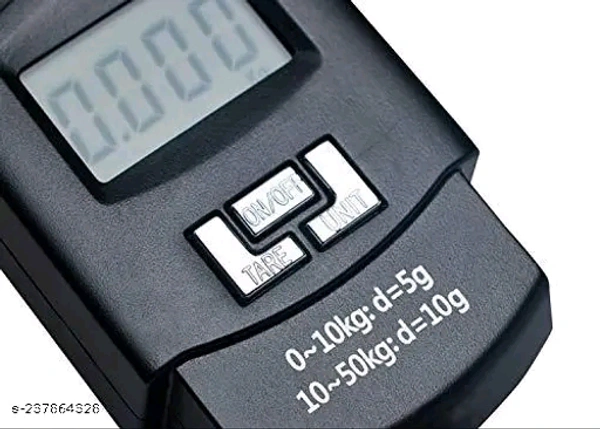 Portable Digital 50 Kg Weighing Scale with Metal Hook Electronic Portable Fishing Hook Type Digital LED Screen Luggage Weighing Scale, 50 kg/ (Black)