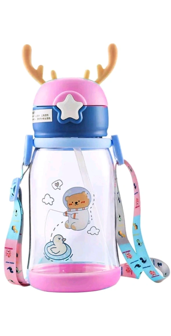 Pack of 1 Cute Deer Horn Drinking School bottle Baby bottle children water bottles 500 ml Bottle Plastic
