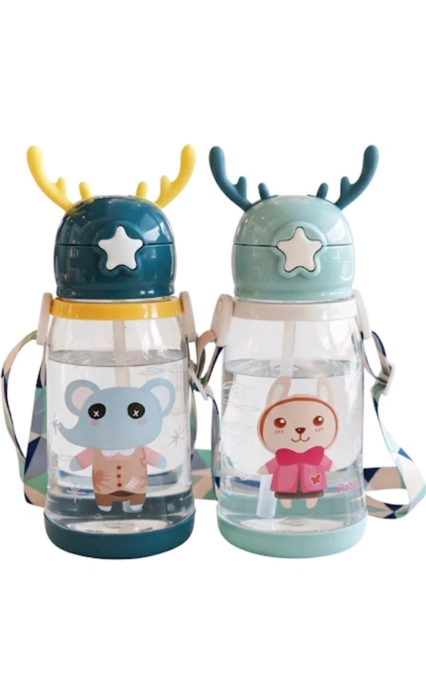 Pack of 1 Cute Deer Horn Drinking School bottle Baby bottle children water bottles 500 ml Bottle Plastic