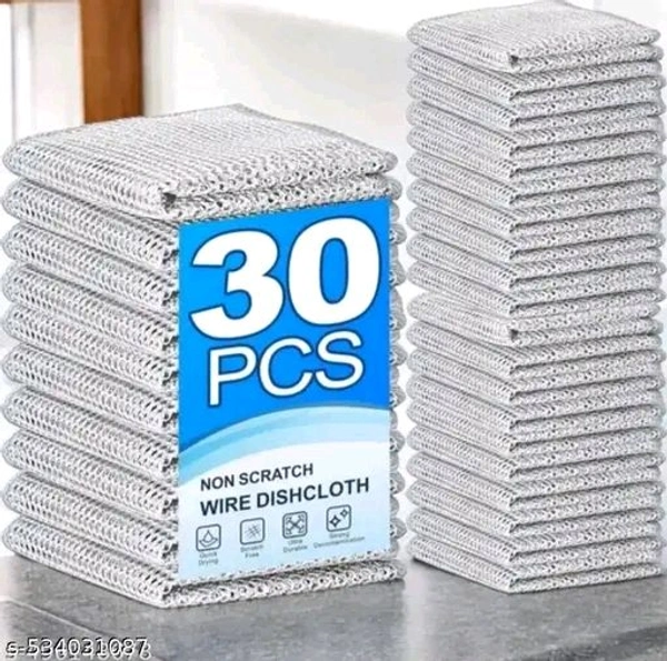 Non Scratch Dish Wash Cloth- Go Multipurpose Wire & Microfiber Dishwashing Rags for Wet and Dry, Easy Rinsing, Reuse Cleaning Cloth for Kitchen, Sinks, Pot & Pans. - Pack of 30