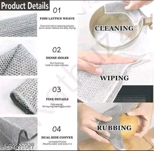 Non Scratch Dish Wash Cloth- Go Multipurpose Wire & Microfiber Dishwashing Rags for Wet and Dry, Easy Rinsing, Reuse Cleaning Cloth for Kitchen, Sinks, Pot & Pans. - Pack of 30